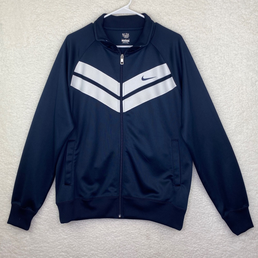 Nike Mens The Athletic Dept Track Jacket Navy Blue White Chevron Stripe Large